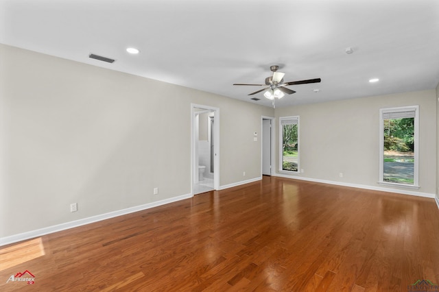 3408 Airline Rd, Longview, TX 75605 - empty room with a ceiling fan, wood finished floors, and recessed lighting