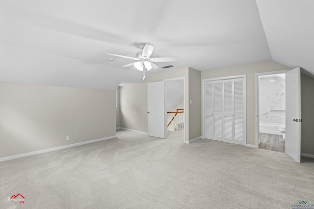 3408 Airline Rd, Longview, TX 75605 - additional living space with carpet flooring, lofted ceiling, and a ceiling fan
