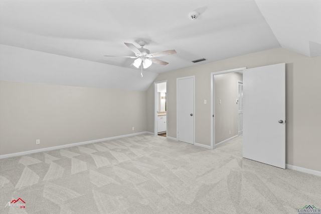 3408 Airline Rd, Longview, TX 75605 - additional living space featuring lofted ceiling, a ceiling fan, and light carpet