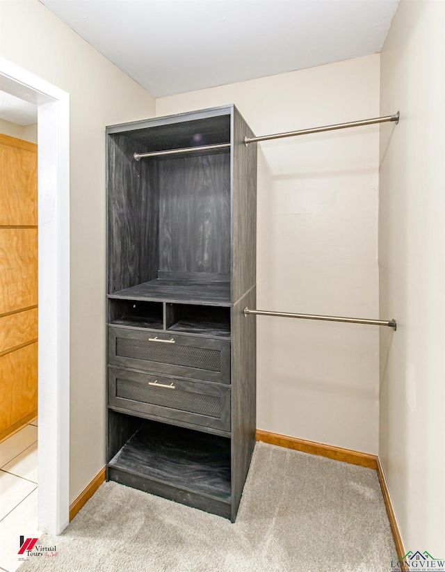 spacious closet with carpet flooring