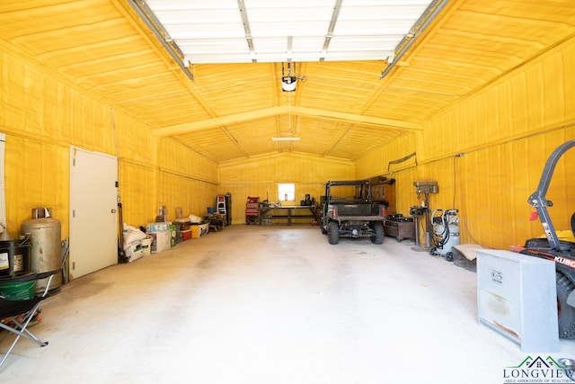 garage with a garage door opener