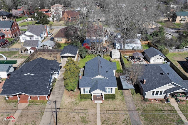 aerial view with a residential view