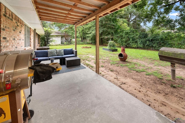 view of patio / terrace featuring an outdoor living space