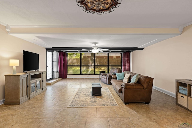 504 Lakewood Dr, Longview, TX 75604 - living area featuring baseboards and ceiling fan