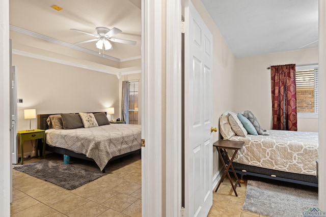 504 Lakewood Dr, Longview, TX 75604 - bedroom with crown molding and ceiling fan