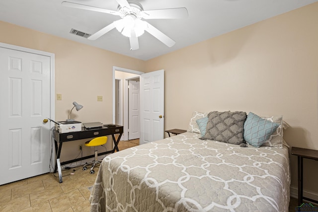 504 Lakewood Dr, Longview, TX 75604 - bedroom with ceiling fan and visible vents