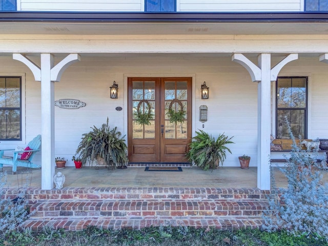 doorway to property with french doors