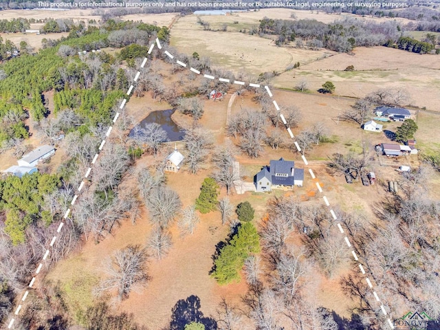 drone / aerial view featuring a rural view