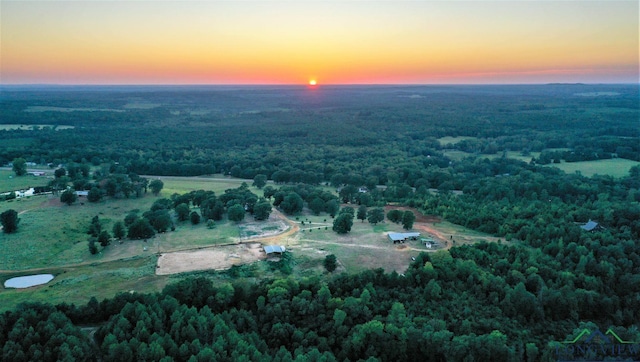 view of aerial view at dusk