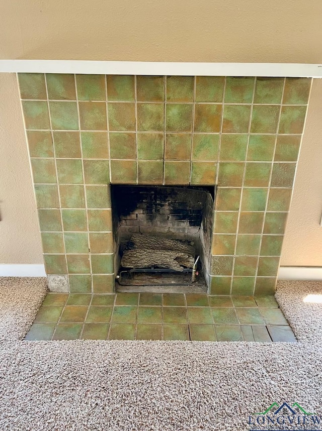 details featuring a fireplace