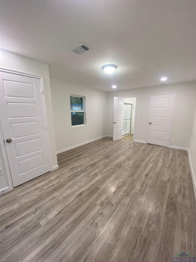 interior space with light hardwood / wood-style floors