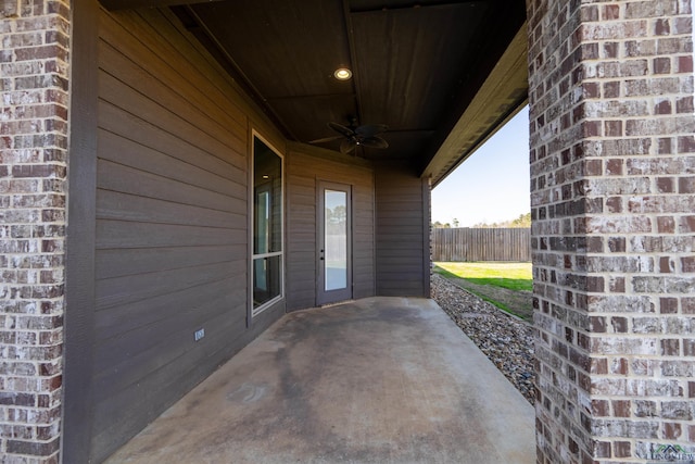 view of patio / terrace with ceiling fan