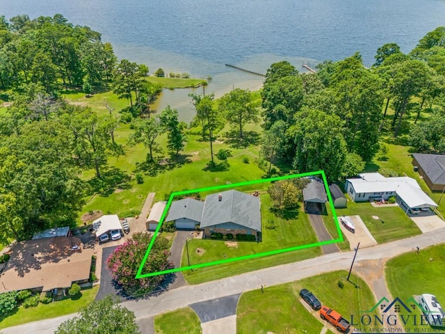 620 Shadywood Ln, Avinger, TX 75630 - aerial view of property's location featuring a nearby body of water and property parcel outlined