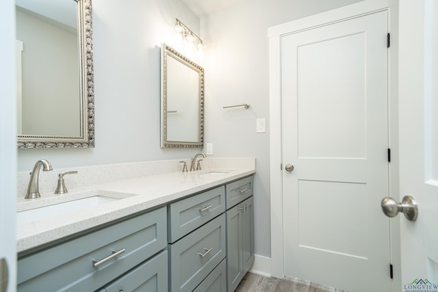 bathroom featuring wood-type flooring and vanity