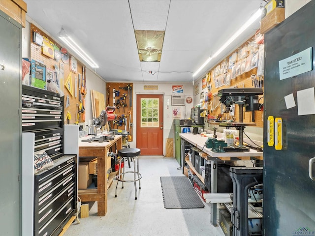 interior space with freestanding refrigerator