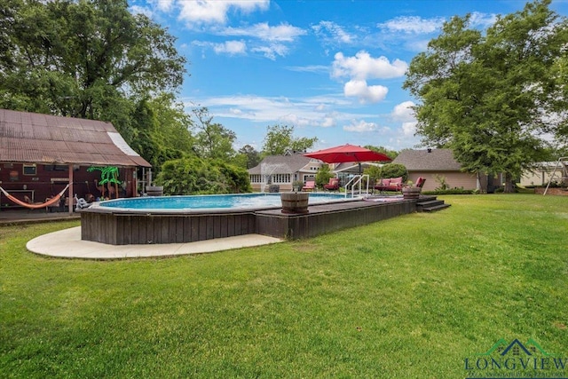 swimming pool with a yard
