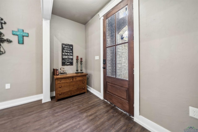 foyer entrance with dark hardwood / wood-style floors