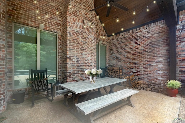 view of patio with ceiling fan