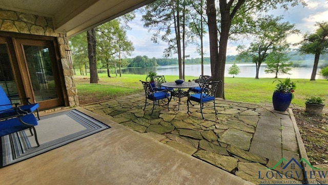 4350 Fm 1650, Gilmer, TX 75645 - view of patio / terrace with a water view and outdoor dining area