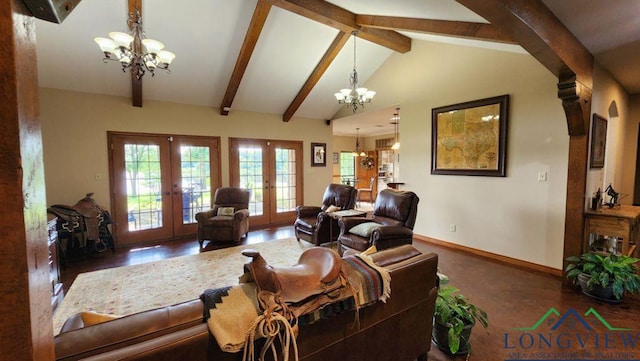 4350 Fm 1650, Gilmer, TX 75645 - living room with a chandelier and french doors