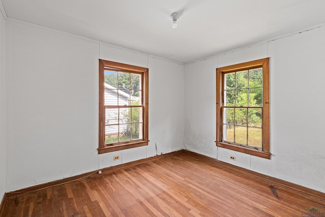 unfurnished room featuring hardwood / wood-style flooring and a wealth of natural light