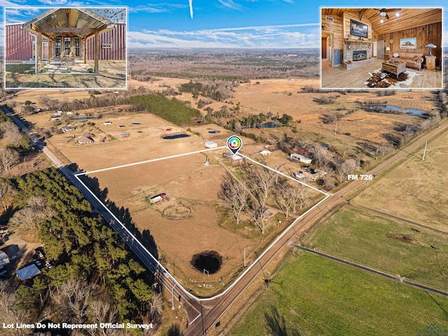 drone / aerial view featuring a rural view