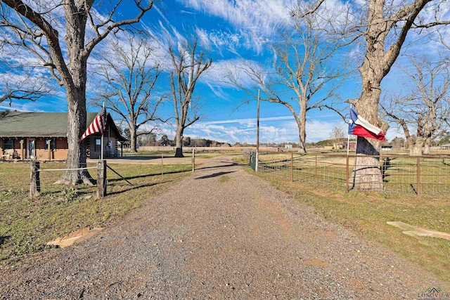 view of street with a rural view