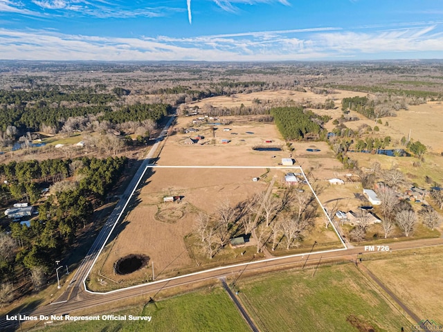 bird's eye view featuring a rural view