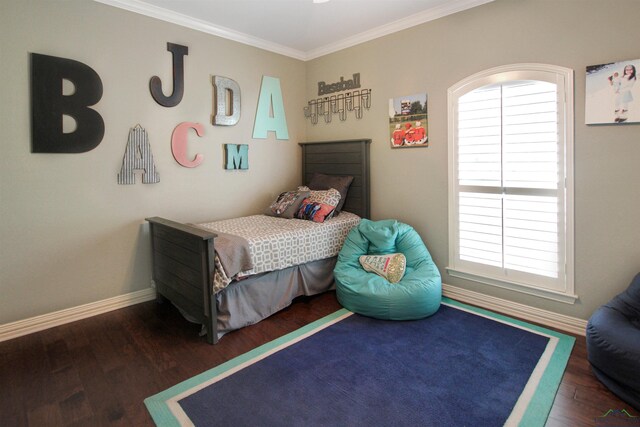 24130 Stallion Park Pl, Lindale, TX 75771 - bedroom featuring baseboards, crown molding, and wood finished floors