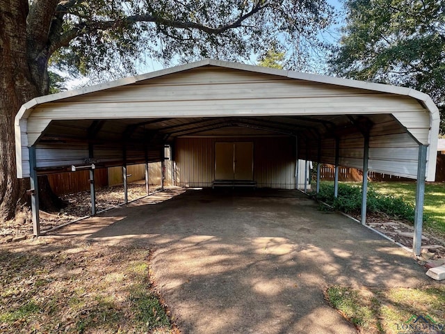 view of parking featuring a carport