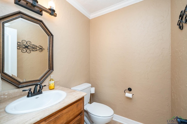 111 Winifreds Way, Hallsville, TX 75650 - half bath featuring toilet, crown molding, and vanity