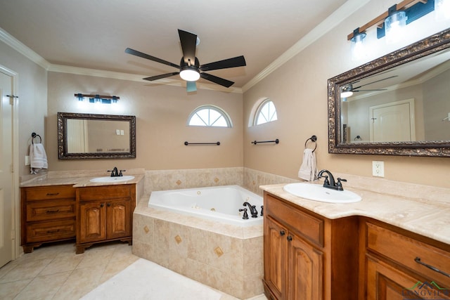 111 Winifreds Way, Hallsville, TX 75650 - full bath featuring a sink, ceiling fan, and a tub with jets