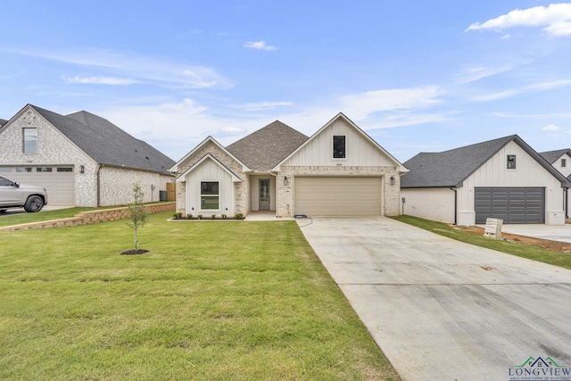 1509 Wellington Ln, Longview, TX 75605 - view of front of house with a front yard, board and batten siding, driveway, and roof with shingles