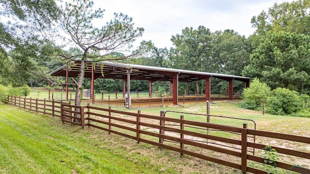 exterior space with a rural view