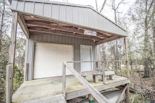 exterior space featuring a garage