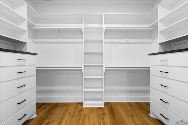spacious closet featuring wood finished floors