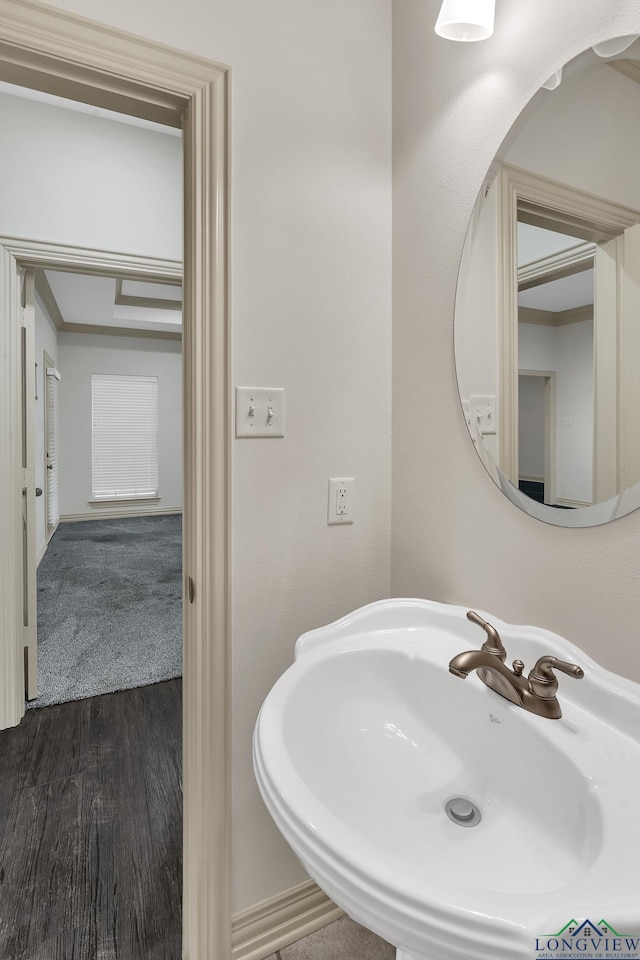 bathroom featuring a sink and wood finished floors