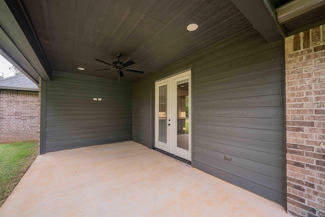 264 Clara Ln, Kilgore, TX 75662 - view of patio / terrace featuring ceiling fan and french doors