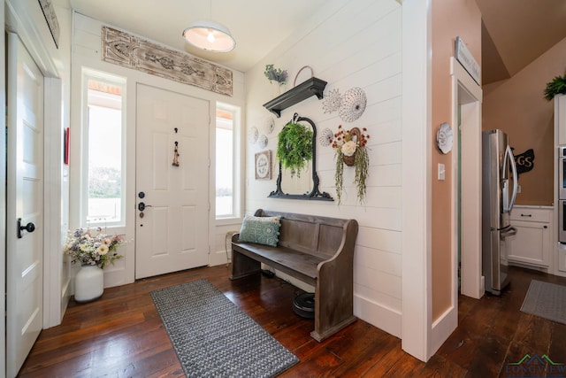 foyer entrance with dark wood-type flooring