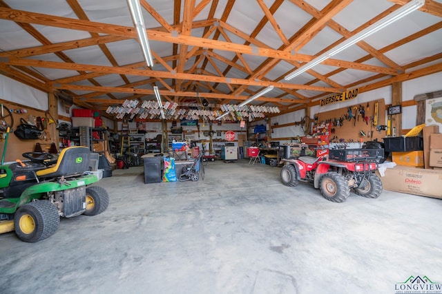 garage featuring a workshop area