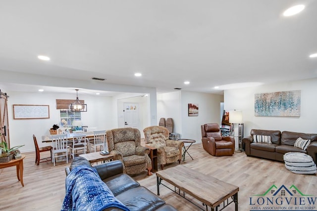 living room with light wood-type flooring