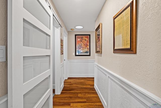 hall featuring dark wood-type flooring