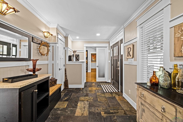 corridor with ornamental molding