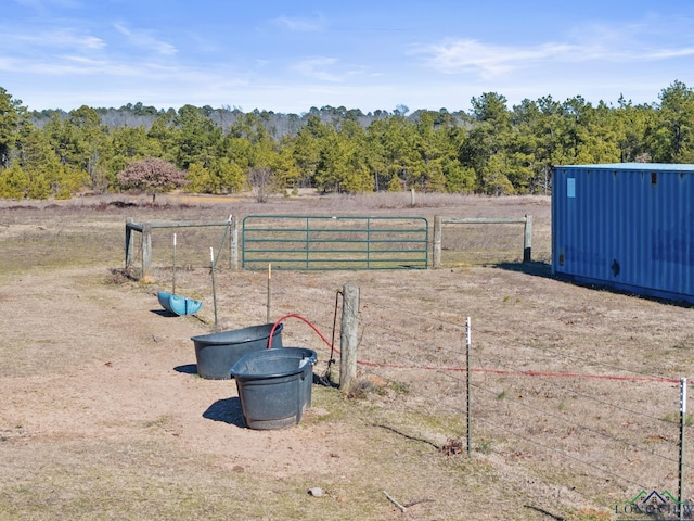 view of yard with a rural view