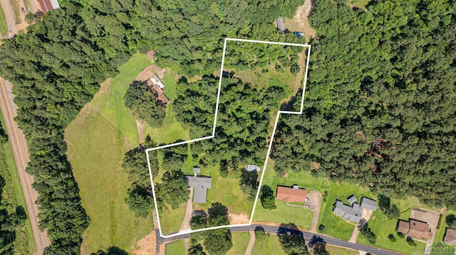 201 Bronco Ln, Linden, TX 75563 - aerial view of property and surrounding area with property boundaries highlighted