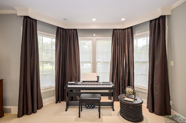 2003 Broadway Blvd, Kilgore, TX 75662 - sitting room with ornamental molding, healthy amount of natural light, carpet, and recessed lighting