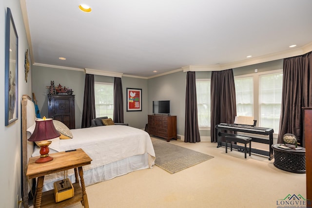 2003 Broadway Blvd, Kilgore, TX 75662 - bedroom with ornamental molding, carpet, and recessed lighting