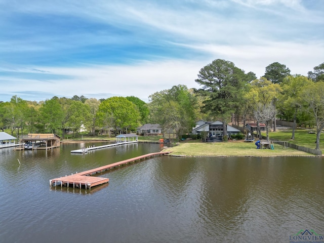 property view of water with a boat dock