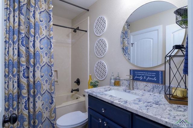 905 Woodridge Cir, Longview, TX 75601 - full bathroom featuring toilet, vanity, and shower / tub combo with curtain