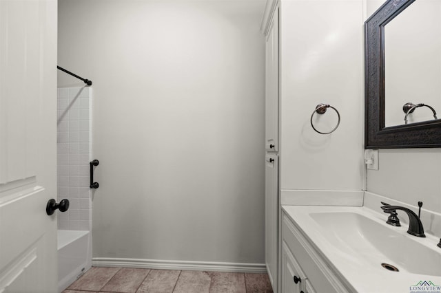 bathroom with bathing tub / shower combination and vanity